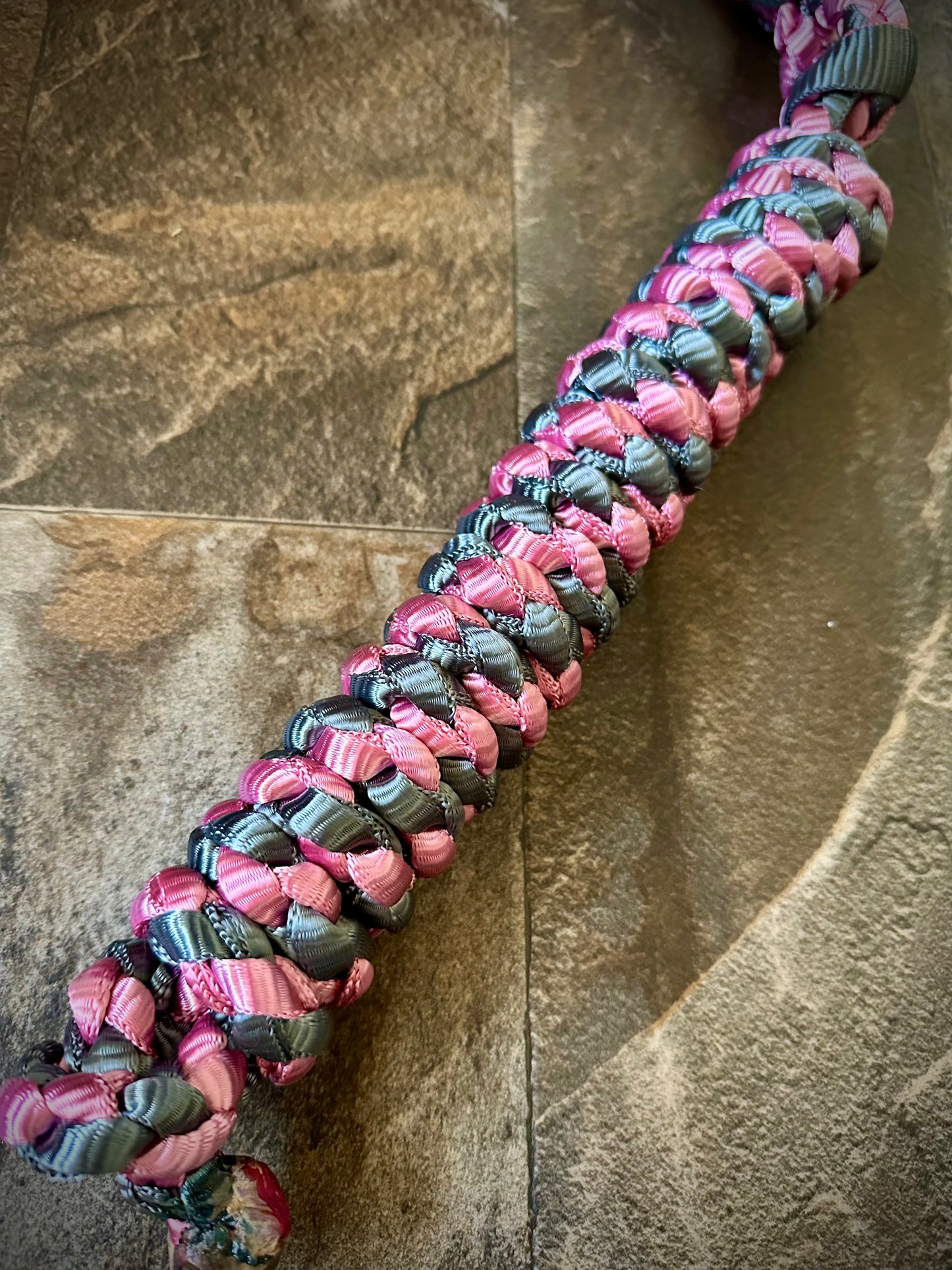 Muletape Halter w/Removable 10’ Lead - Pink & Gunmetal Grey