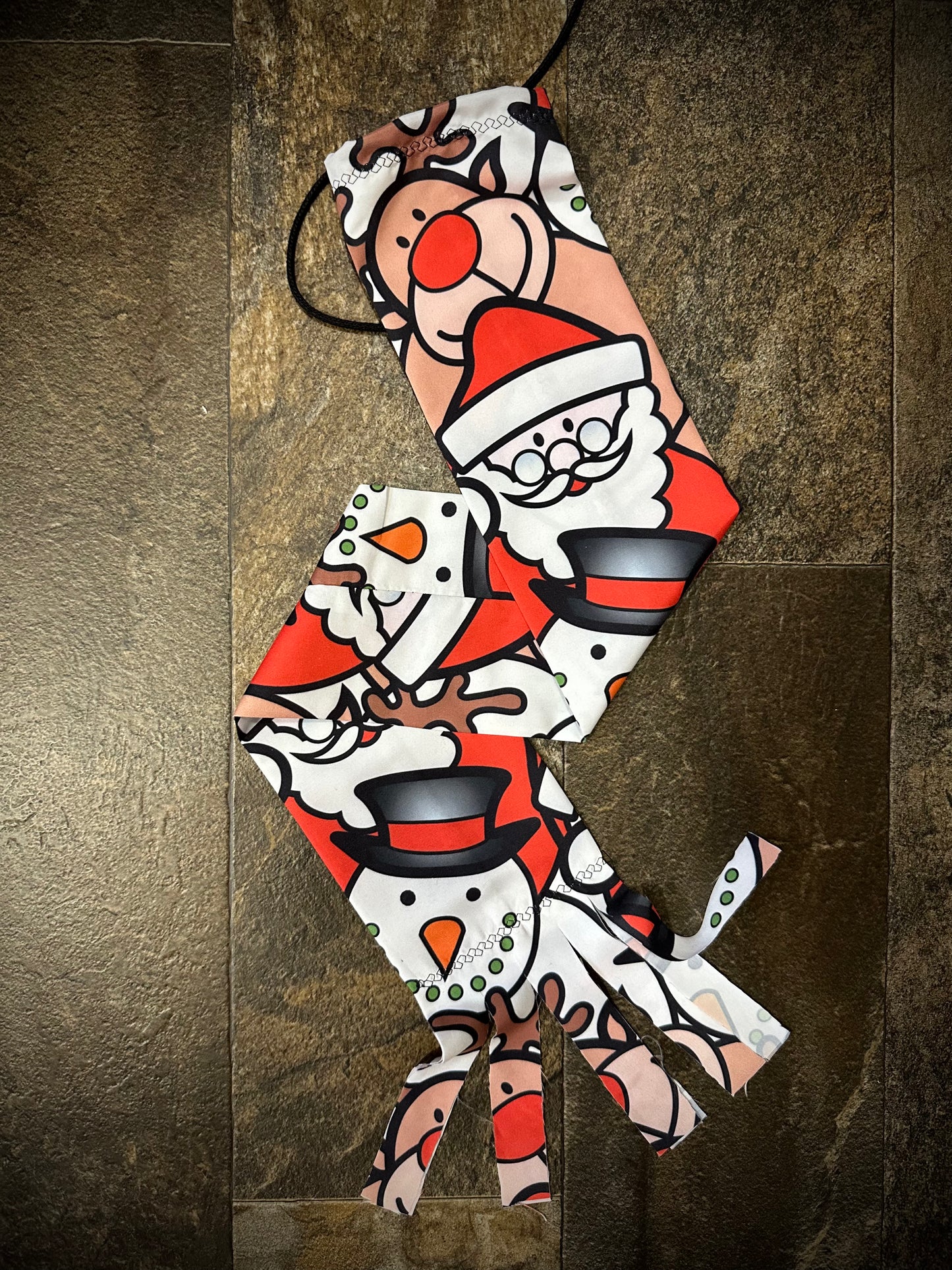 Single Tube Tail Bag - Santa, Frosty & Rudolph Print - RTS