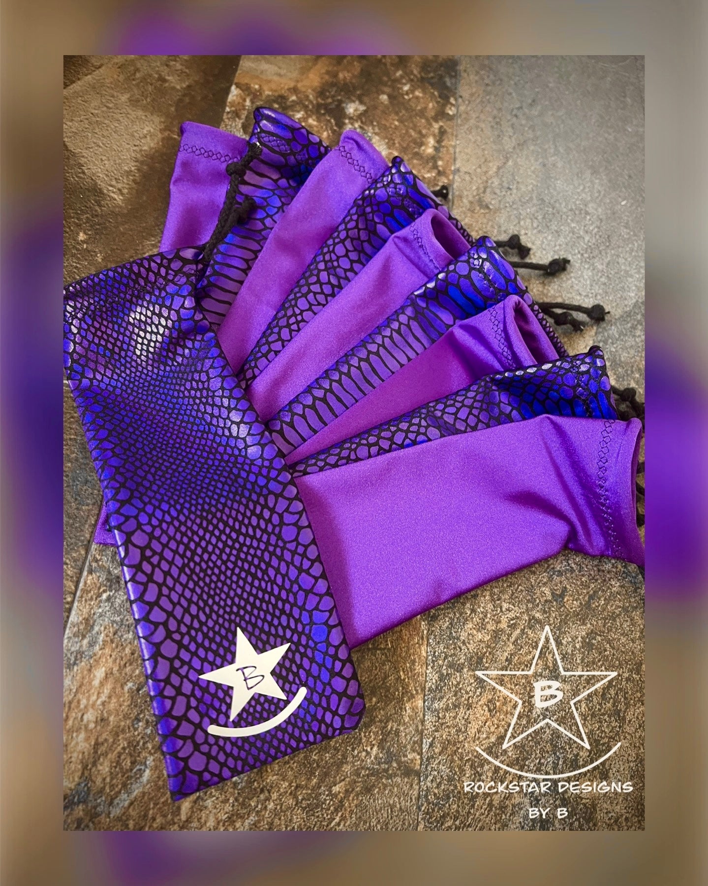 Matched Set - Set of 10 Mane Bags & Matching Tail Bag - Purple Scales/Purple