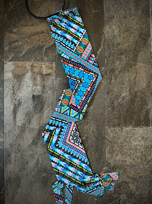 (OOL)Single Tube Tail Bag - Aztec/Mosaic Blue Mixed Design - RTS