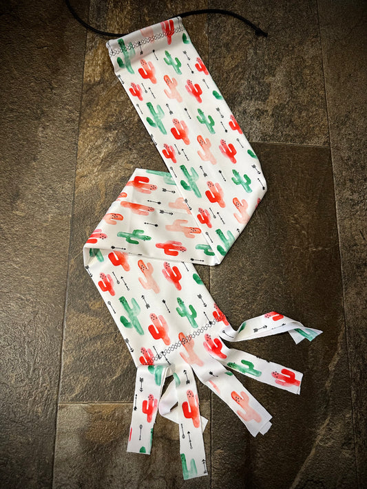 Single Tube Tail Bag - White w/Red & Green Cactus - RTS