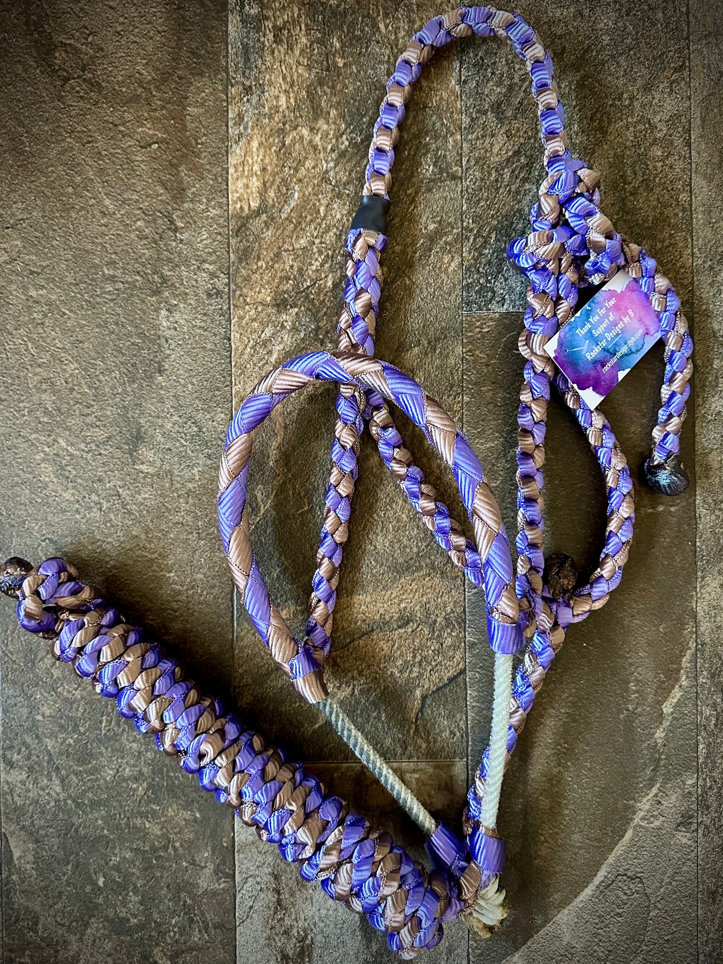 Lariat Nose Muletape Halter - Purple & Brown