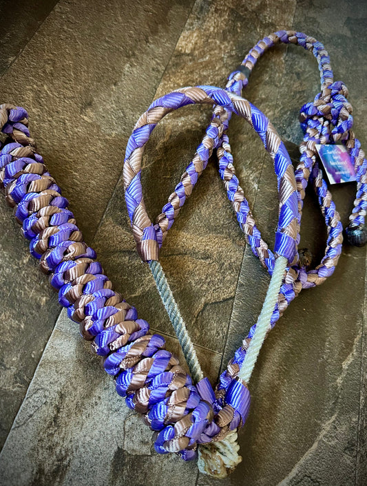 Lariat Nose Muletape Halter - Purple & Brown