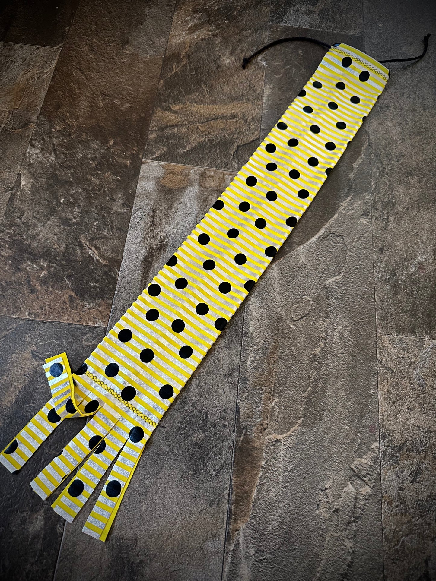 Single Tube Tail Bag - Yellow and Silver Striped - RTS