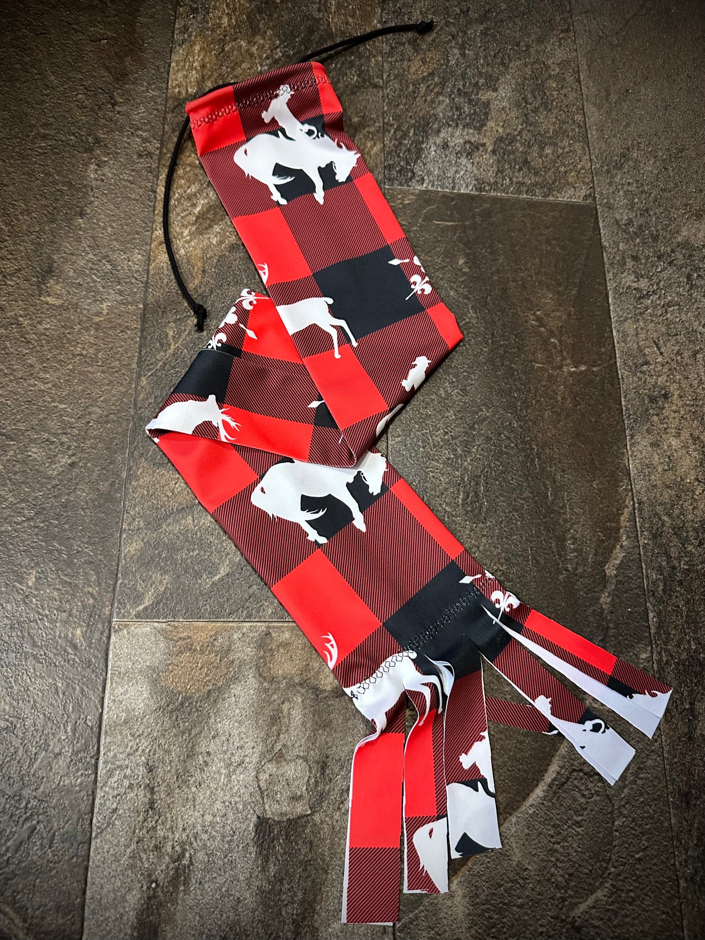 Single Tube Tail Bag - Red Plaid w/Bronc & Elk - RTS