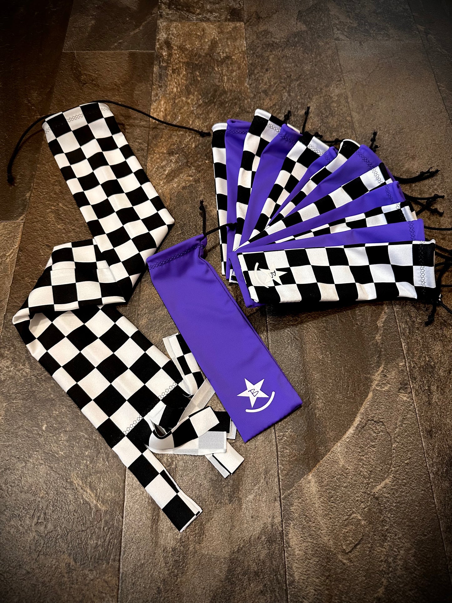 Matched Set - Set of 14 Mane Bags & 1 Tail Bag - Purple & Black/White Checkered