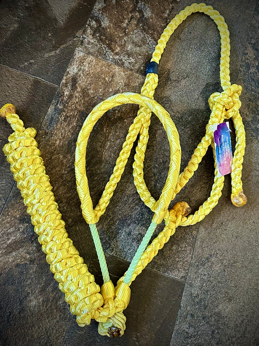 Lariat Nose Muletape Halter w/10’ Lead - Yellow