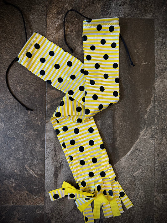 Single Tube Tail Bag - Yellow and Silver Striped - RTS