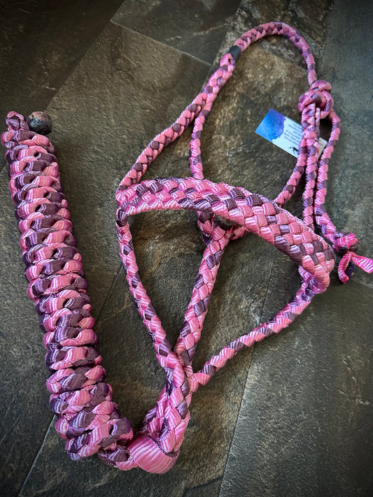 Muletape Halter w/Removable 10’ Lead - Pink & Wine - RTS