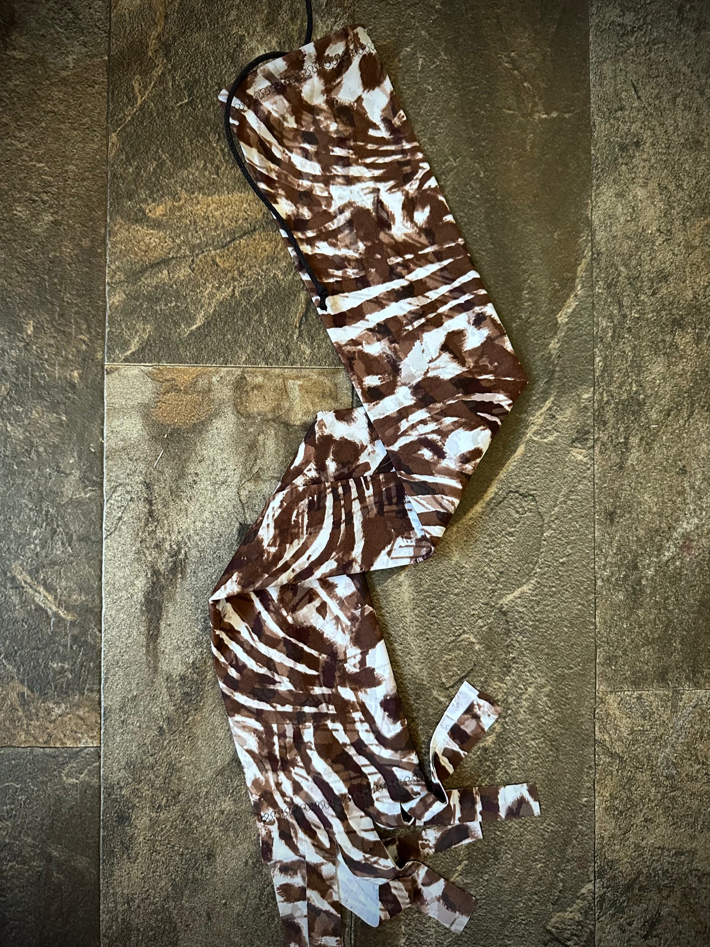 Single Tube Tail Bag - White & Brown Zebra/Tiger Stripes - RTS