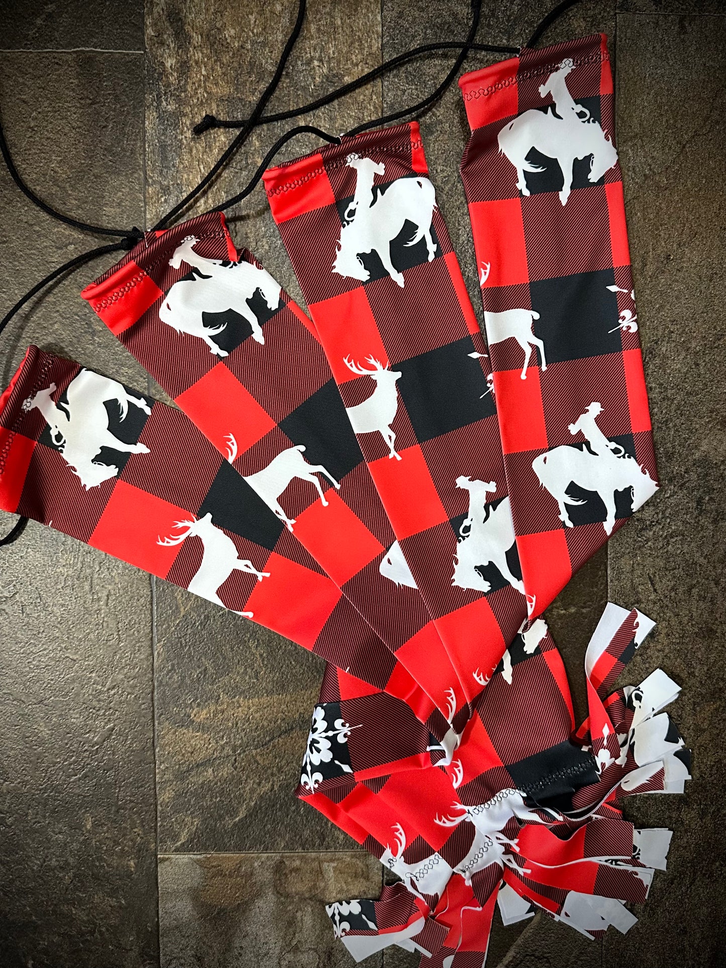 Single Tube Tail Bag - Red Plaid w/Bronc & Elk - RTS