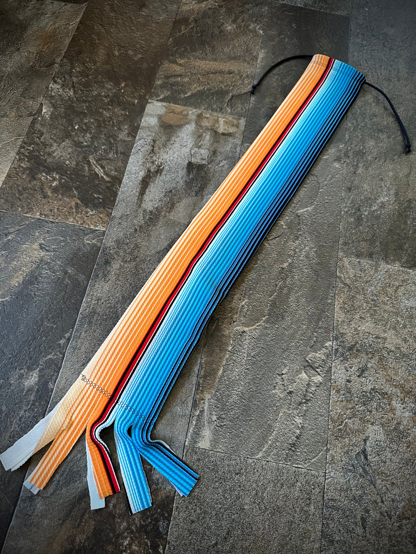 (OOL)Single Tube Tail Bag - Vertical Blue & Orange Stripes - RTS