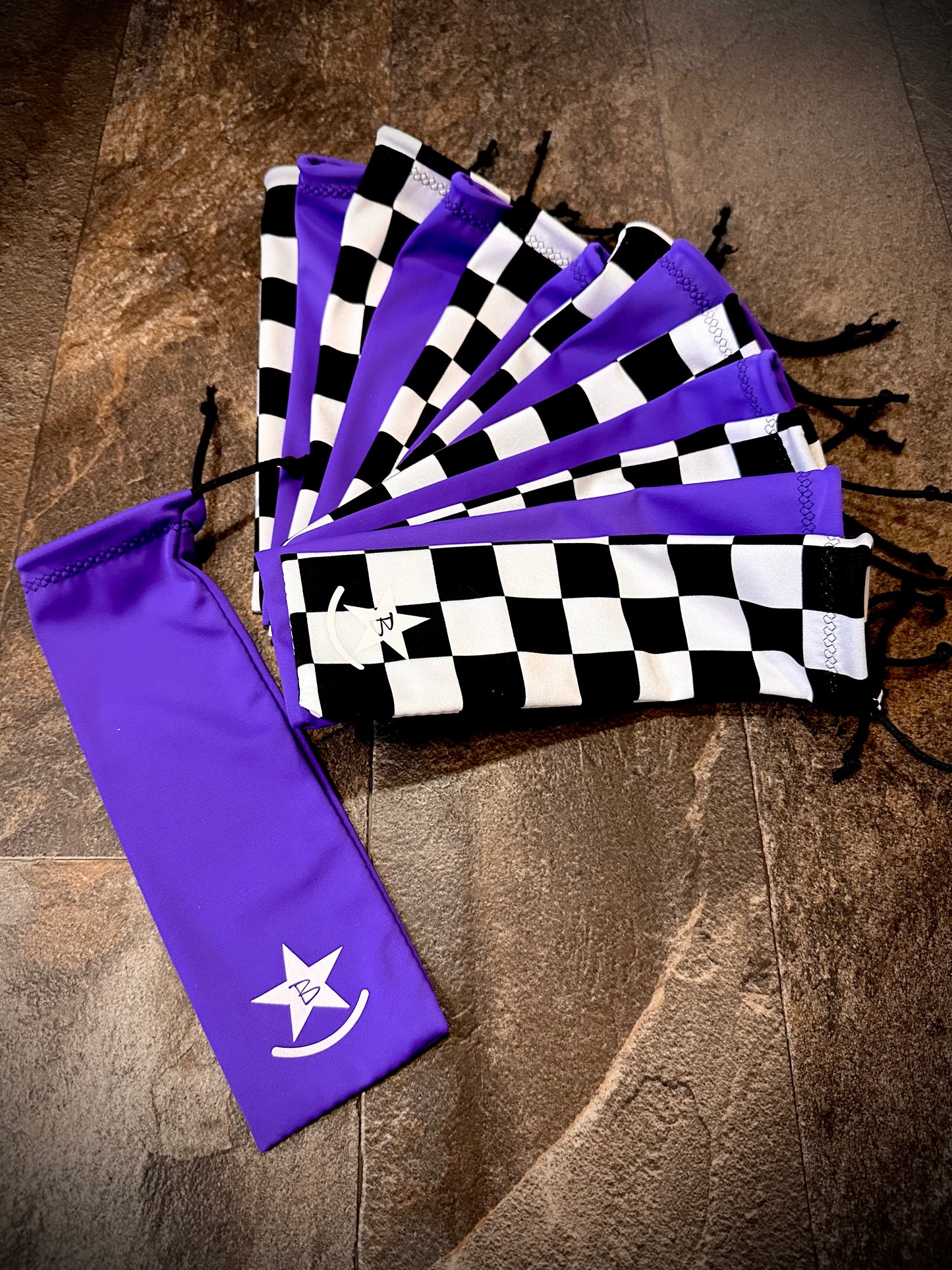 Matched Set - Set of 14 Mane Bags & 1 Tail Bag - Purple & Black/White Checkered