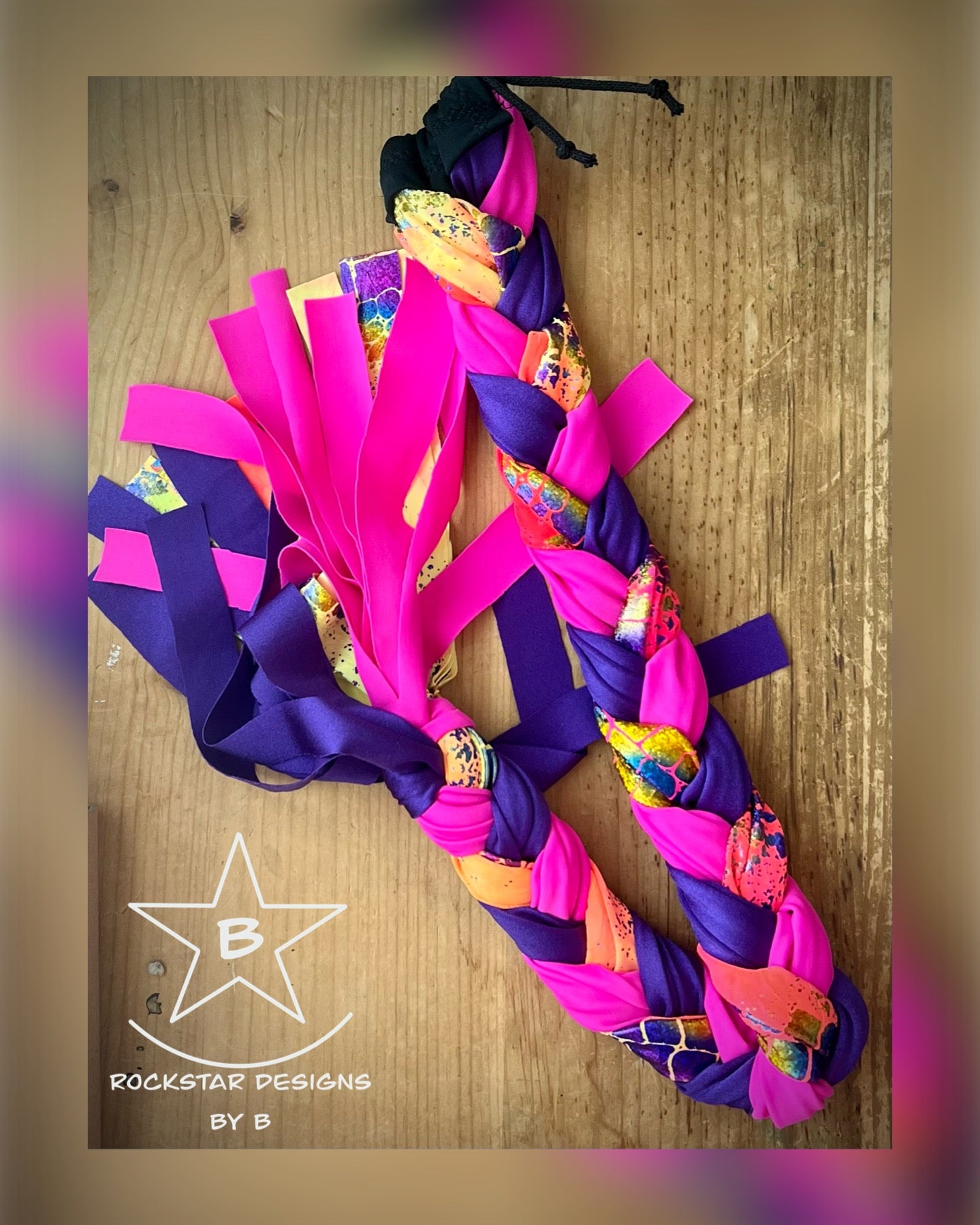 Braid-in Tail Bag - Hot Pink, Purple & Orange/Yellow/Hot Pink/Purple Foil Pattern