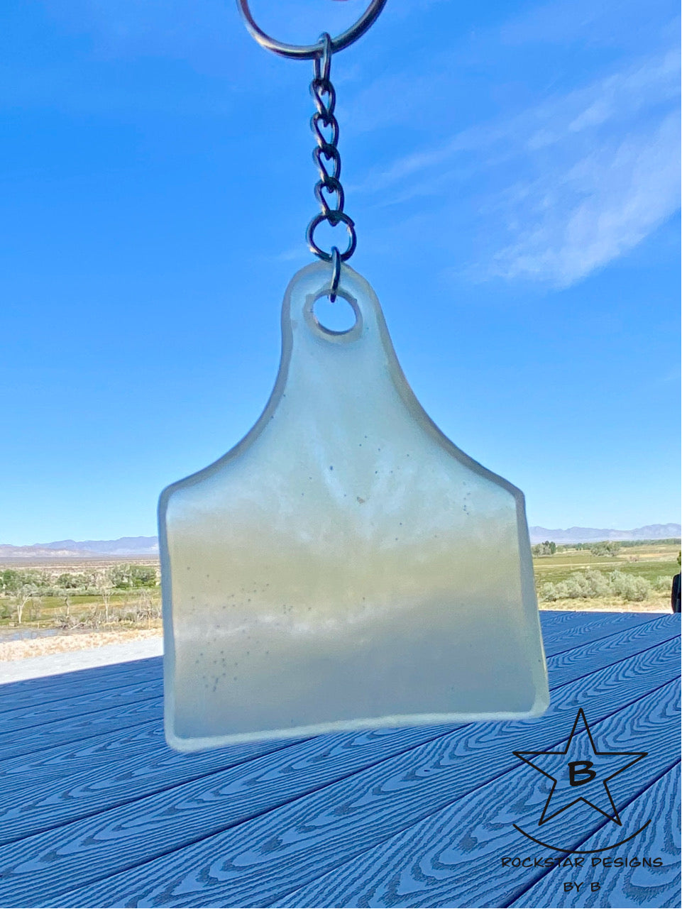 Keychain - Cattle Ear Tag - Cloudy Clear