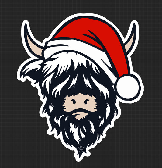 Sticker - Santa Hat Highland Cow