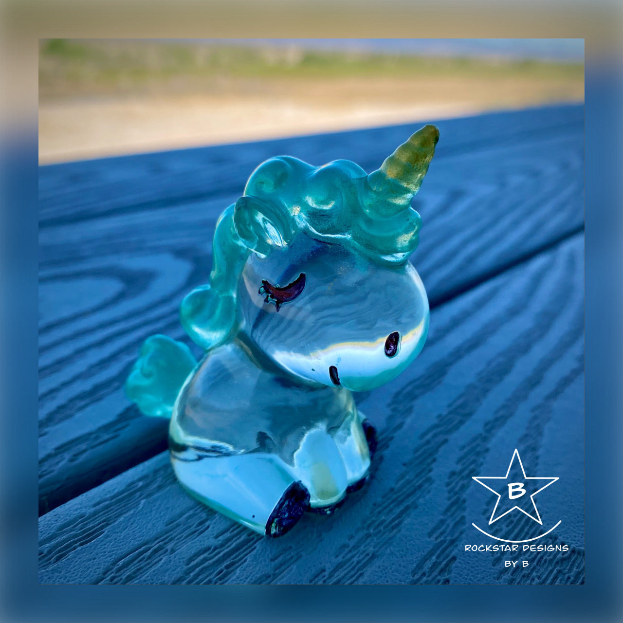 Resin Unicorn - Clear with Green Mane and Tail - 2.5 inch