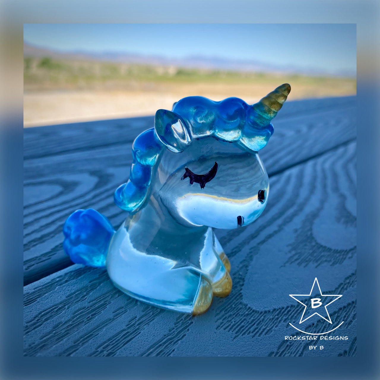 Resin Unicorn - Blue and Clear - 2.5 inch