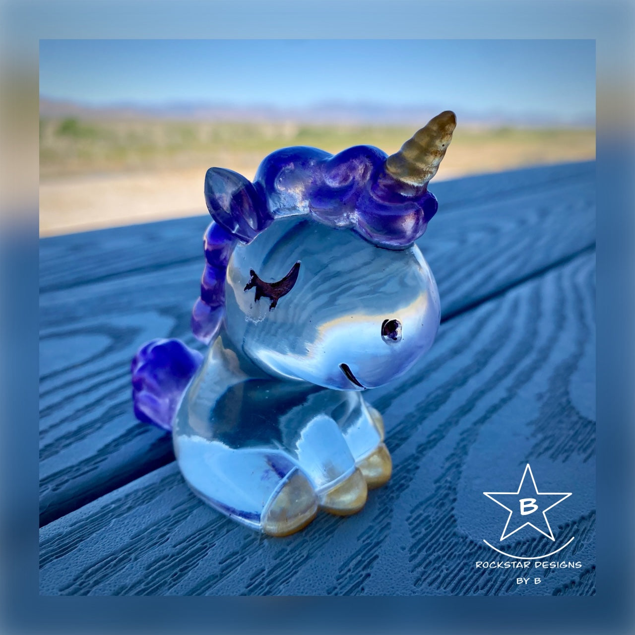 Resin Unicorn - 3 inch Clear with Purple