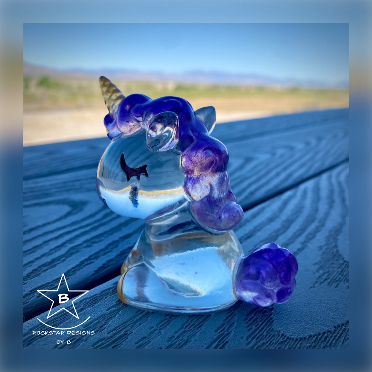 Resin Unicorn - Purple and Clear - 2.5 inch