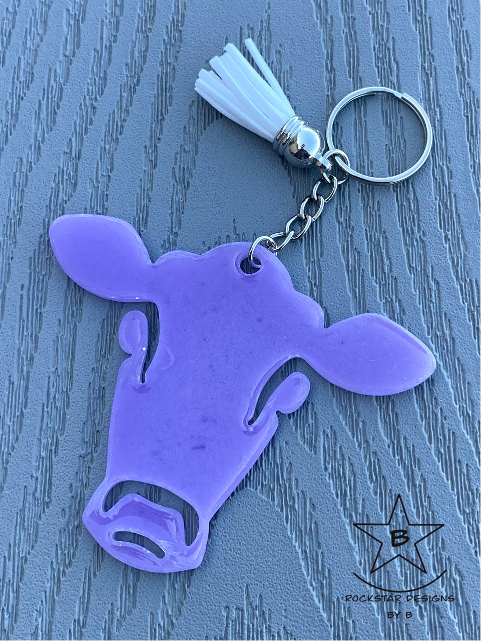 Keychain - Cow Head - Purple Pearl