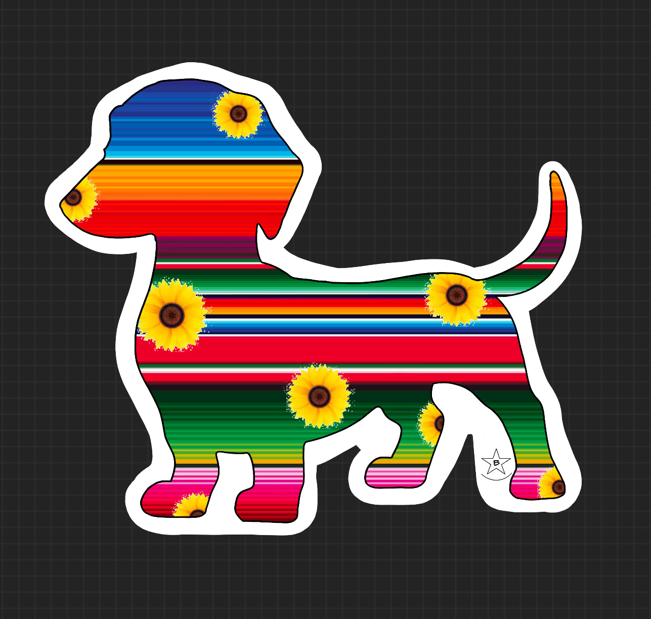 Sticker - Serape Dachshund with Sunflowers