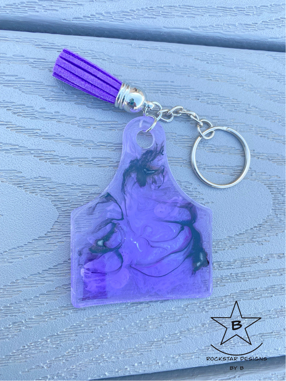 Keychain - Livestock Ear Tag - Purple