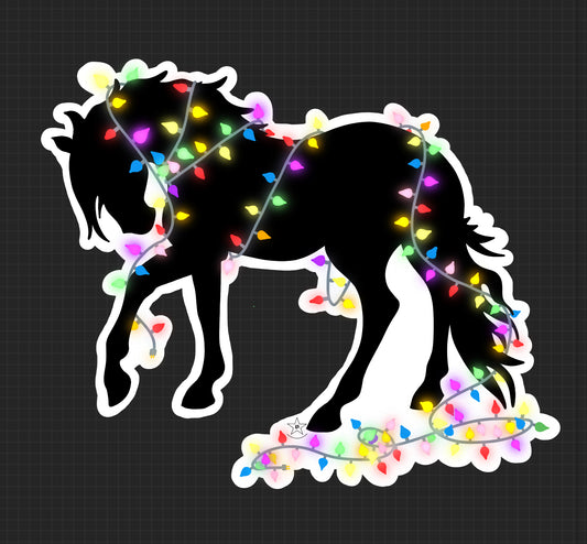 Sticker - Horse in Christmas Lights