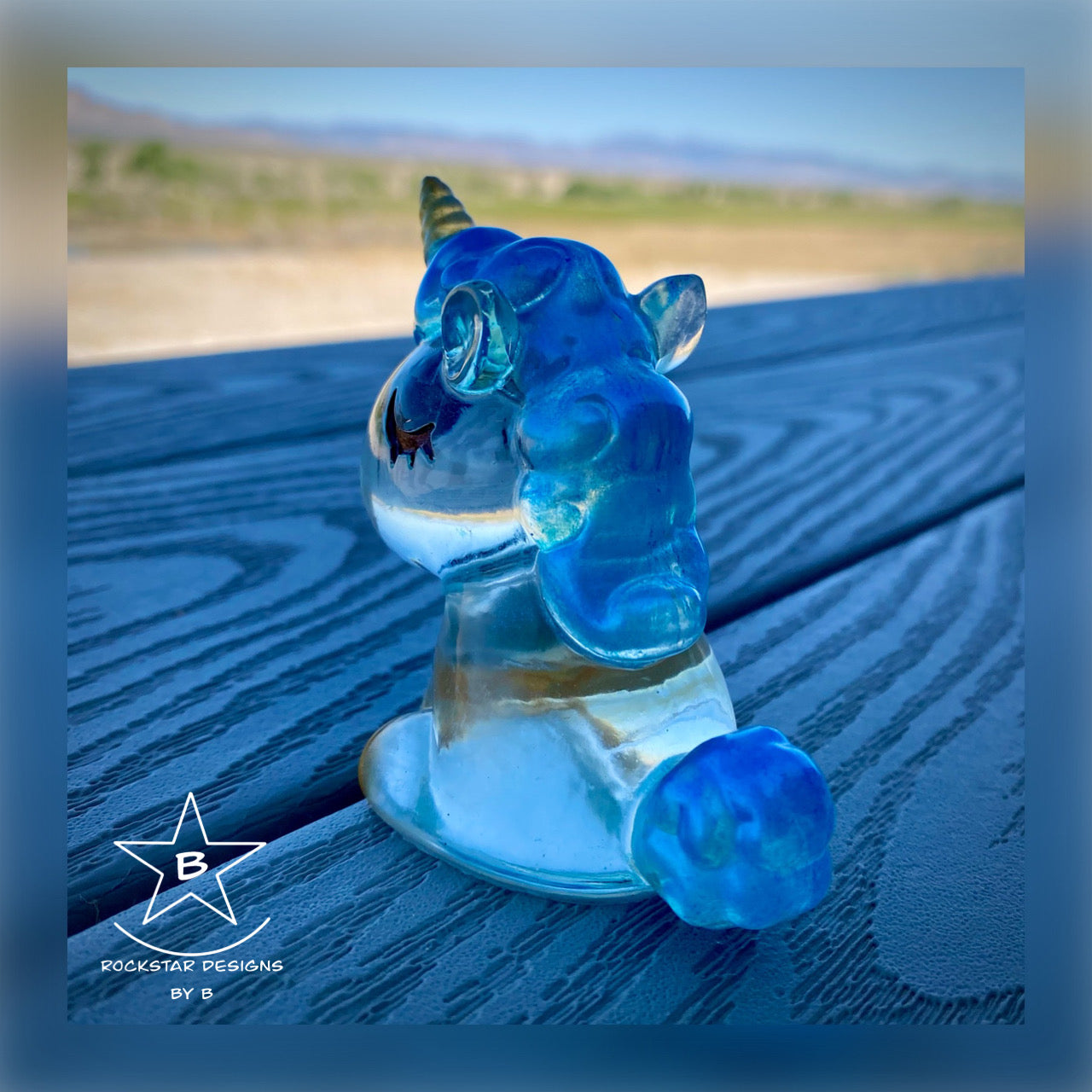 Resin Unicorn - 3 inch Clear with Blue