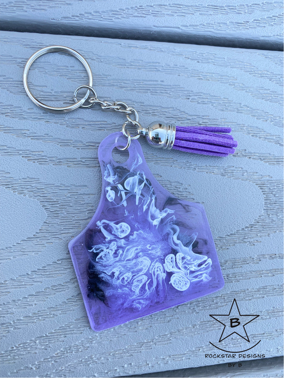 Keychain - Livestock Ear Tag - Purple