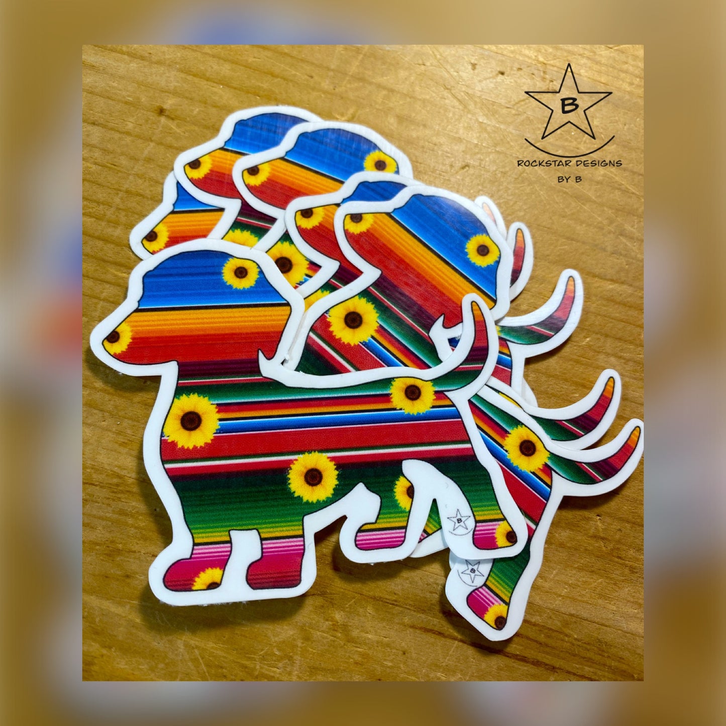 Sticker - Serape Dachshund with Sunflowers