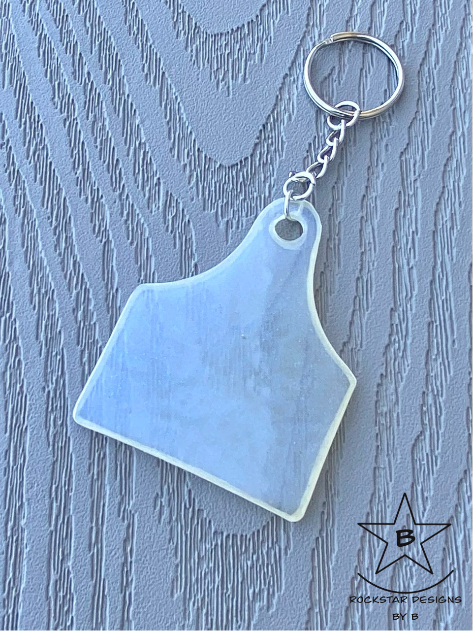 Keychain - Cattle Ear Tag - Cloudy Clear