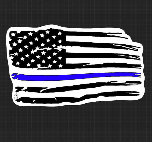 Sticker - Thin Blue Line American Flag