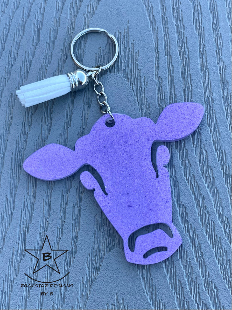 Keychain - Cow Head - Purple Pearl