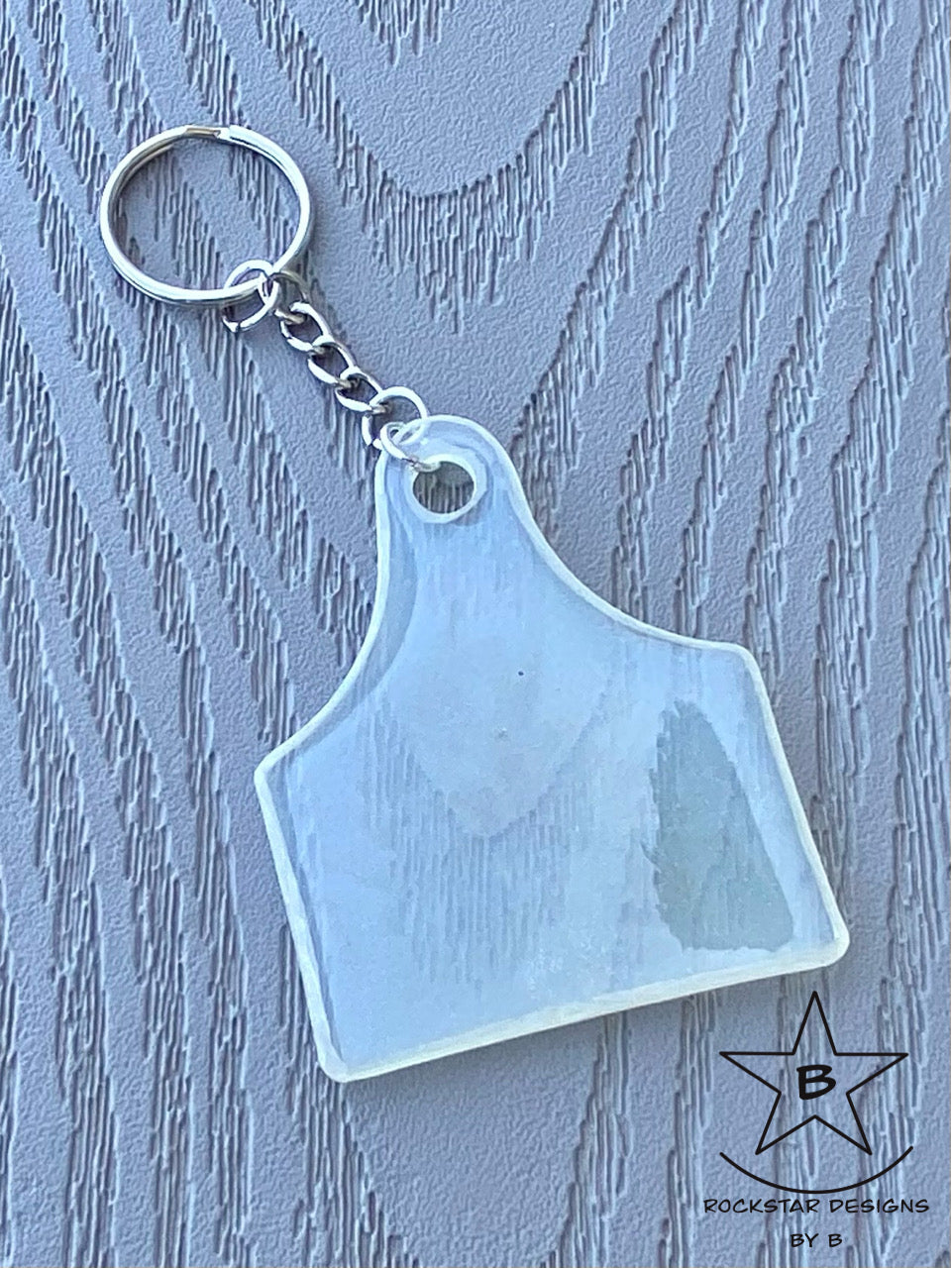 Keychain - Cattle Ear Tag - Cloudy Clear