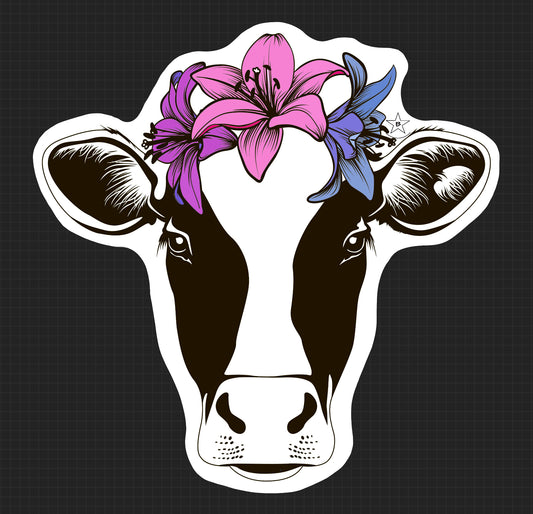 Sticker - Lilies Cow