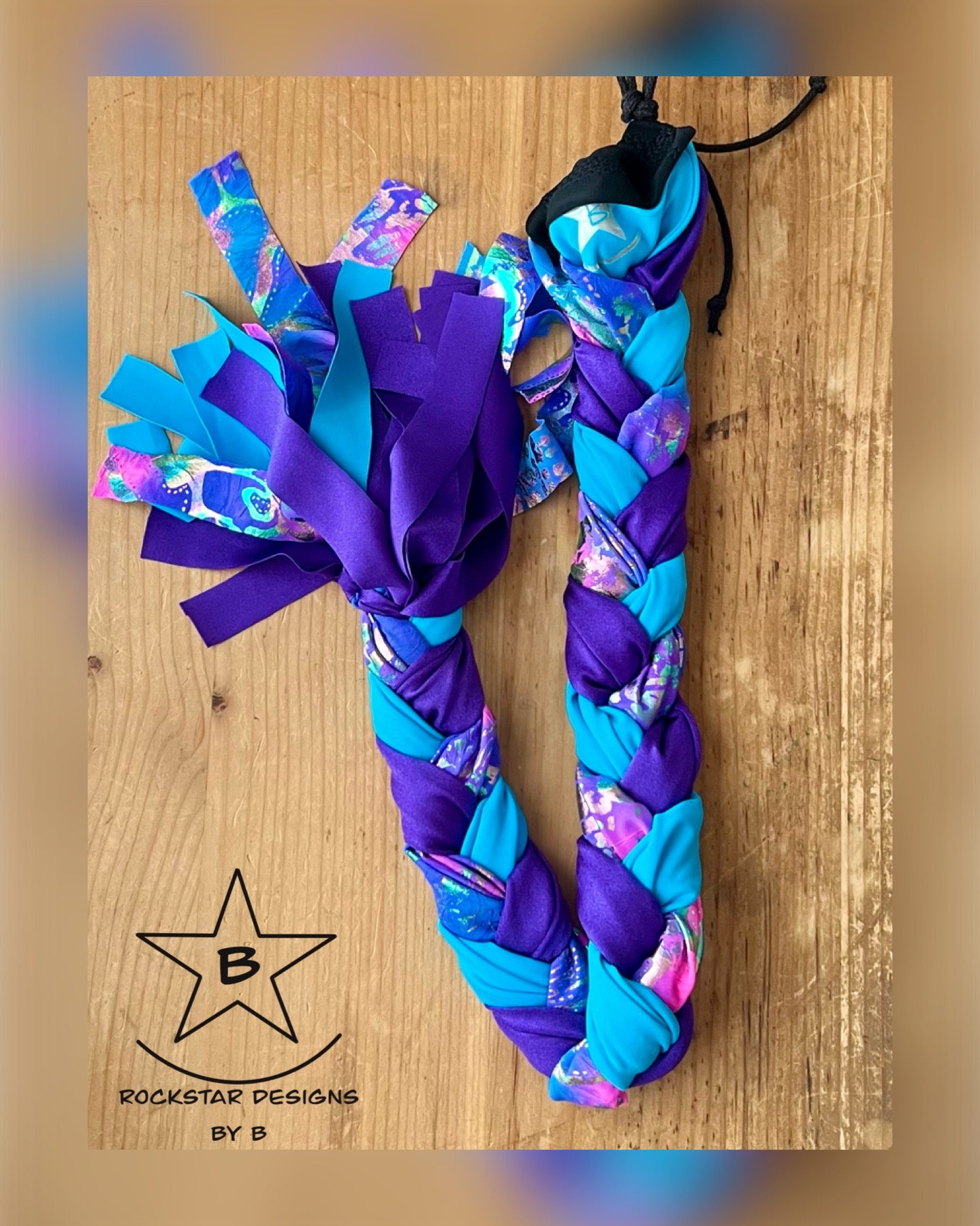 Braid In Tail Bag - Purple and Teal with Purple/Pink with Foil Print