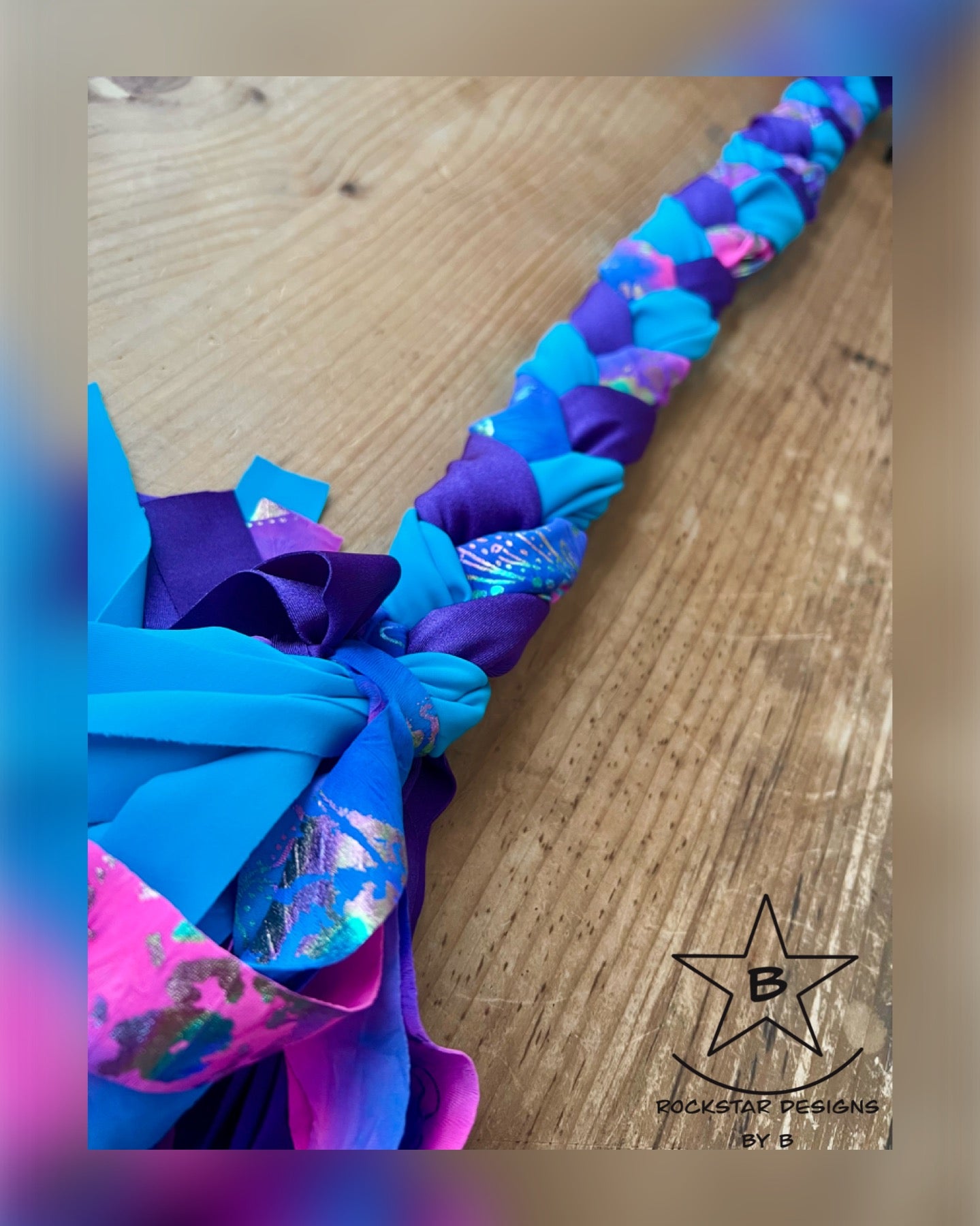 Braid In Tail Bag - Purple and Teal with Purple/Pink with Foil Print